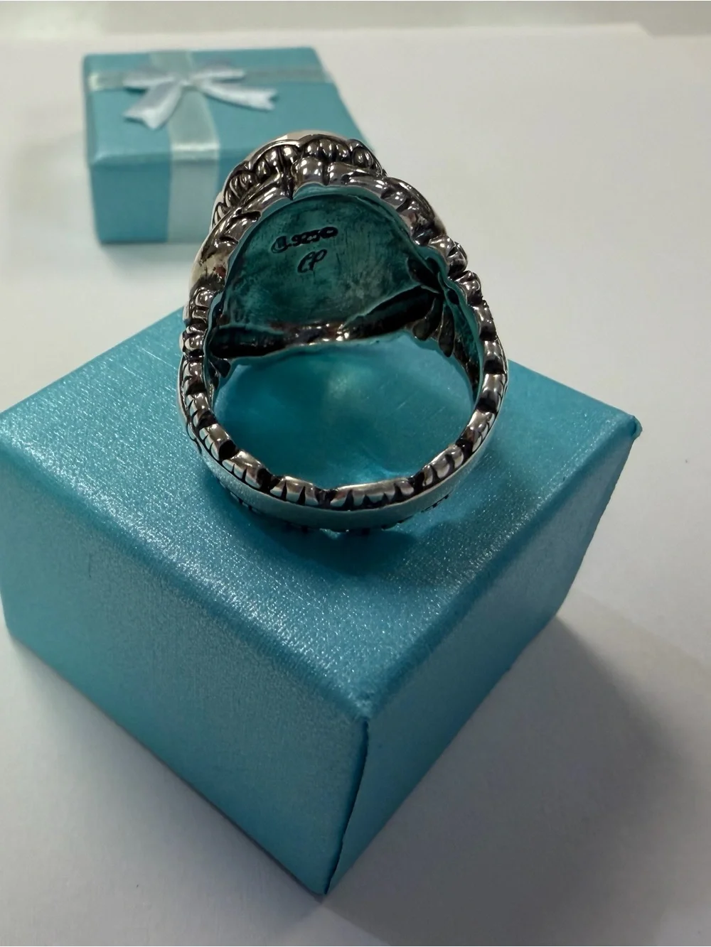 Carolyn Pollack Relios Sterling Silver Ring with Pale Pink Carved Flower Size 8
